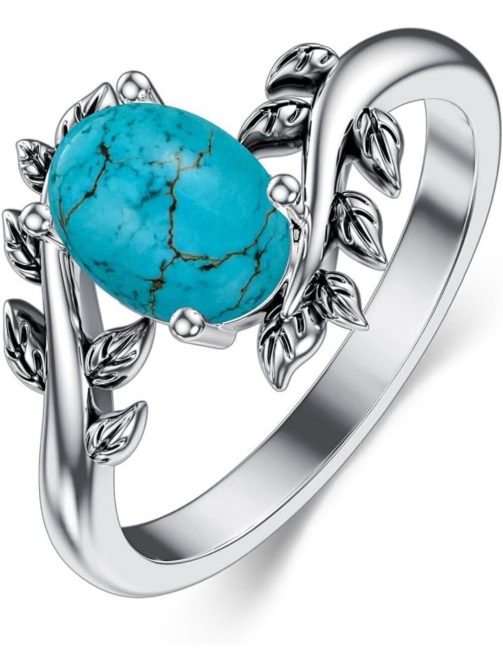 Turquoise Oval Gemstone Ring for Women | 925 Sterling Silver Boho Jewelry